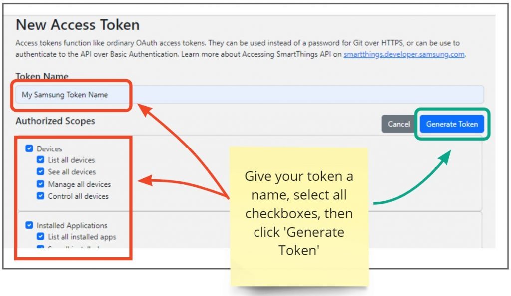 smartthings generate token